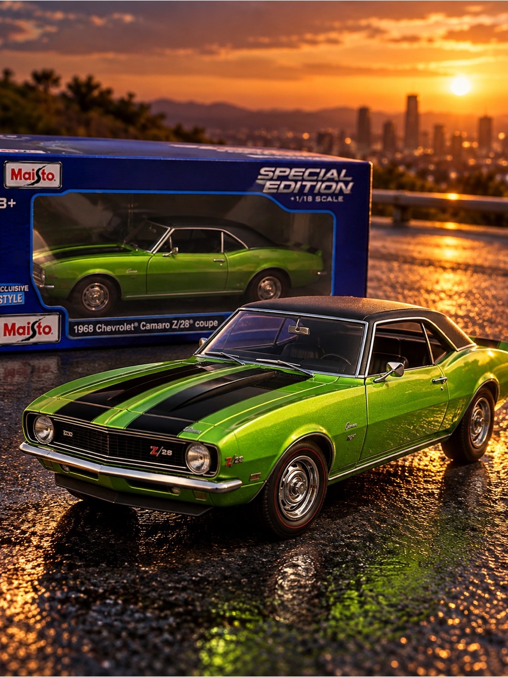 Maisto Special Edition 1968 Chevrolet Camaro Z/28 Coupe 1:18 Diecast Green